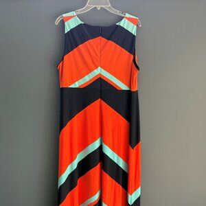 ALFANI Women Size 2x, Orange/Navy, Turquoise Summer Dress